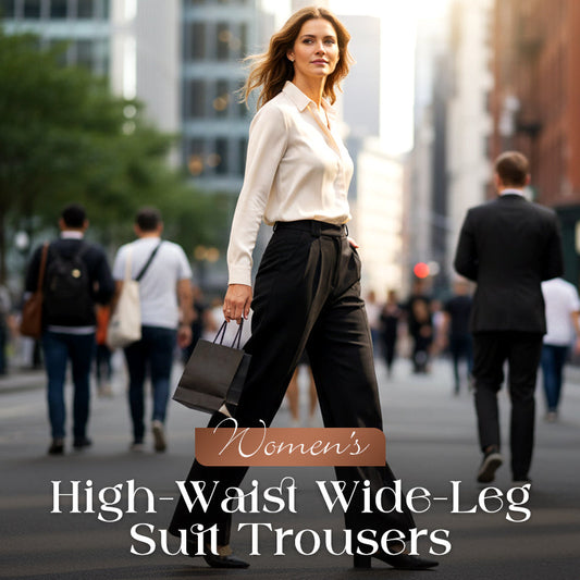 Pantalon de costume taille haute à jambes larges pour femme