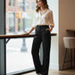 Pantalon de costume taille haute à jambes larges pour femme
