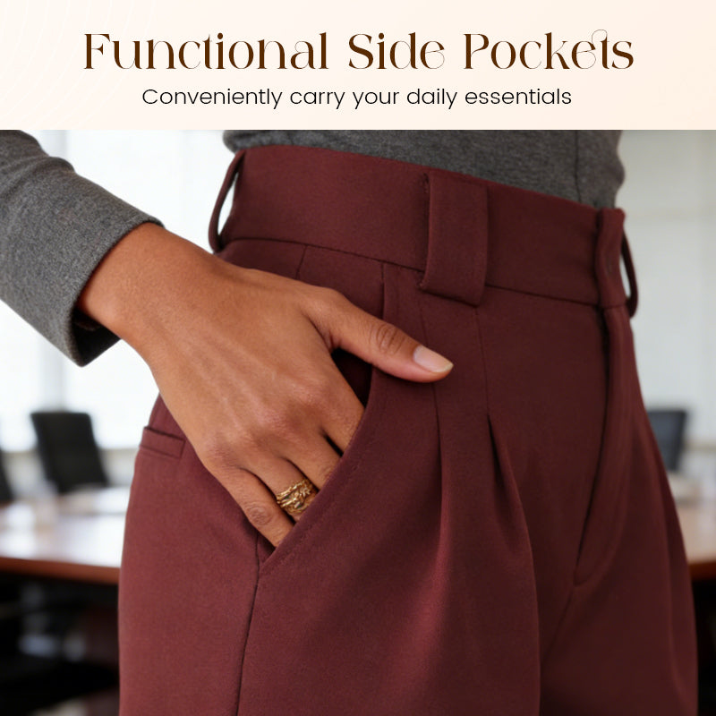 Pantalon de costume taille haute à jambes larges pour femme