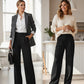 Pantalon de costume taille haute à jambes larges pour femme