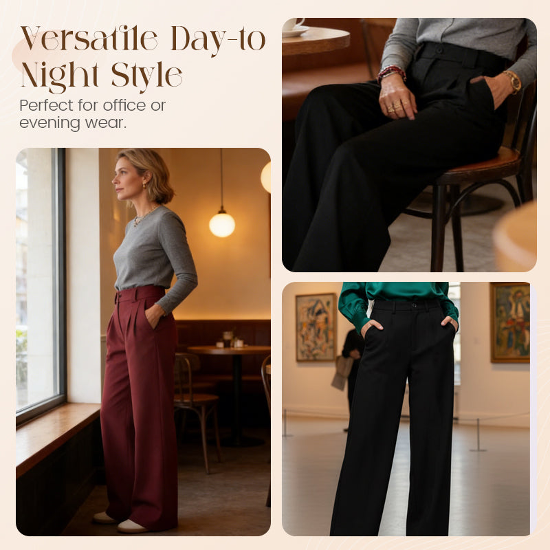 Pantalon de costume taille haute à jambes larges pour femme