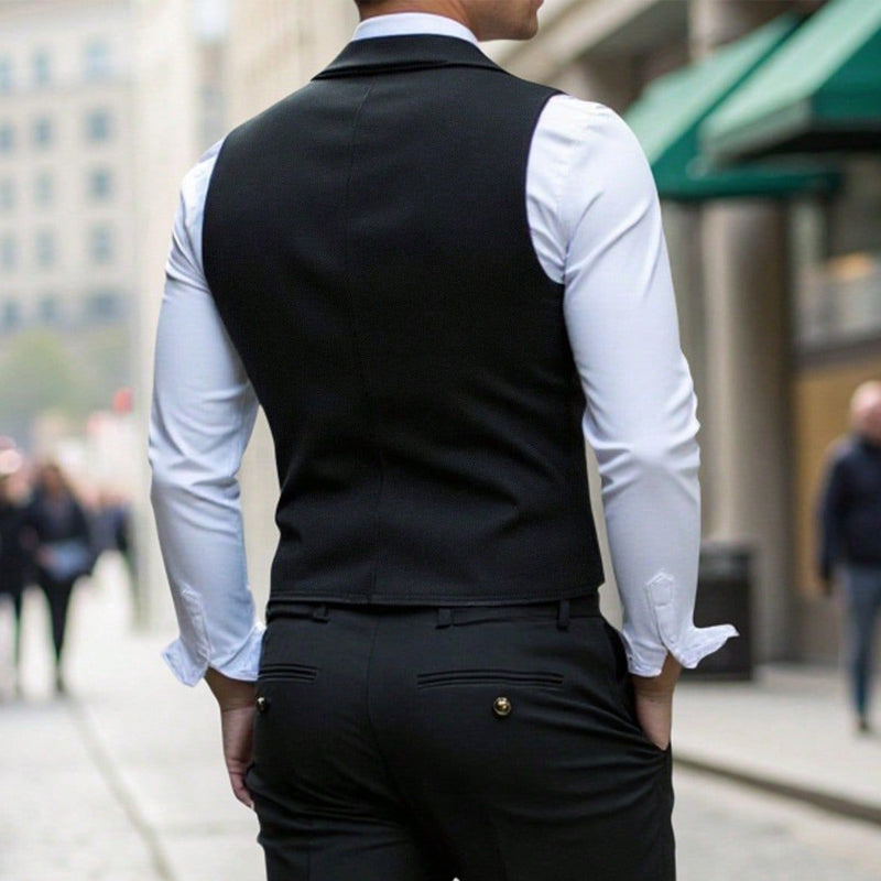 Gilet habillé rétro décontracté pour homme, coupe ajustée, idéal pour un costume ou un smoking.