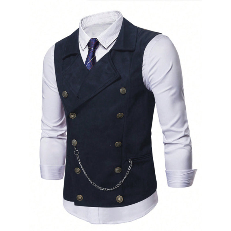 Gilet habillé rétro décontracté pour homme, coupe ajustée, idéal pour un costume ou un smoking.