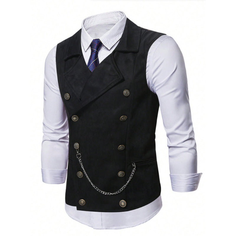 Gilet habillé rétro décontracté pour homme, coupe ajustée, idéal pour un costume ou un smoking.