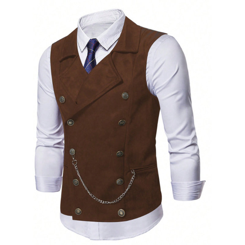 Gilet habillé rétro décontracté pour homme, coupe ajustée, idéal pour un costume ou un smoking.