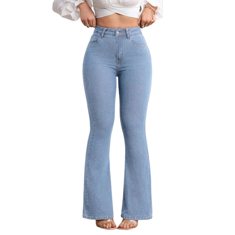 👖 50 % DE RÉDUCTION ! 💙 Jean stretch taille haute évasé pour femme – Coupe confortable, style rétro et tissu extensible 🌸