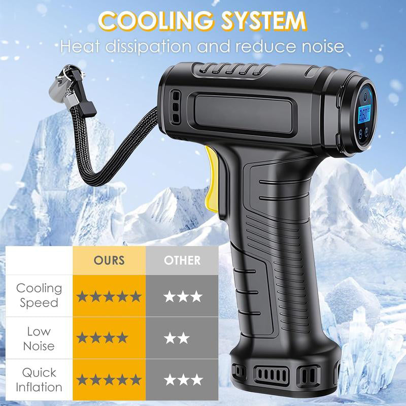 💎 55% DE RÉDUCTION💎 Compresseur d’Air Portable Sans Fil avec Affichage Numérique – Gonflage Rapide, Préréglage Intelligent & Lampe LED 🔋🚗