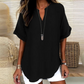 👚60 % DE RÉDUCTION ! 🔥Top ample à manches courtes tendance – Col en V cranté, ourlet asymétrique et tissu léger (5 couleurs, tailles S à 2XL) 🌸