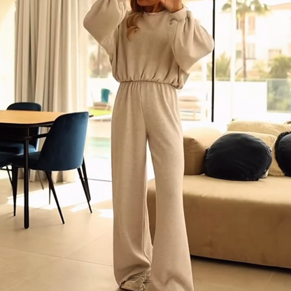 Ensemble crop top et pantalon large coupe décontractée pour femme