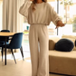 Ensemble crop top et pantalon large coupe décontractée pour femme