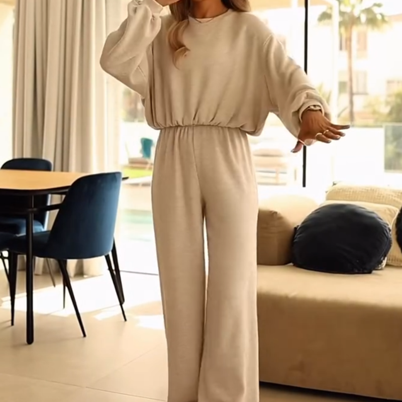 Ensemble crop top et pantalon large coupe décontractée pour femme