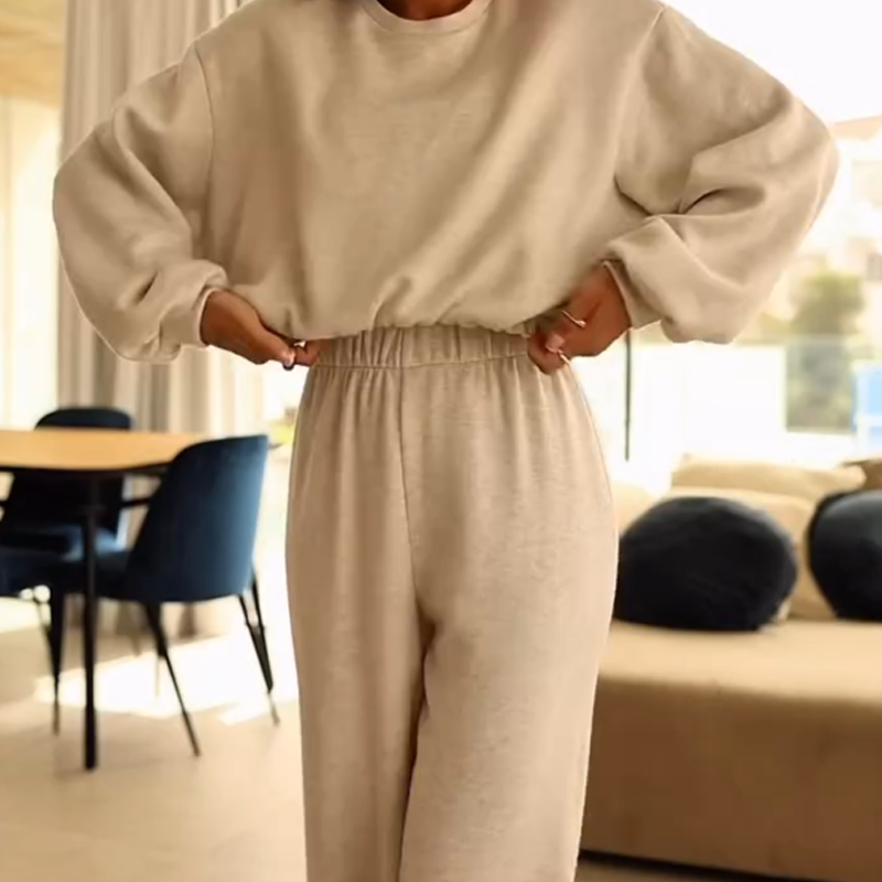 Ensemble crop top et pantalon large coupe décontractée pour femme