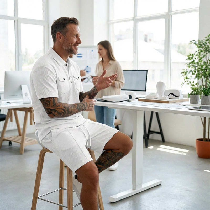 Ensemble 2 pièces pour homme : haut à manches courtes et short à cordon