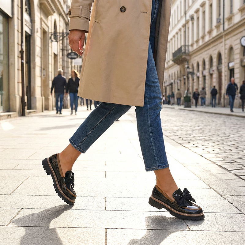 💖OFFRE DU DERNIER JOUR - 50 % DE RÉDUCTION 💖Mocassins Élégants à Talon Épais pour Femme avec Nœud