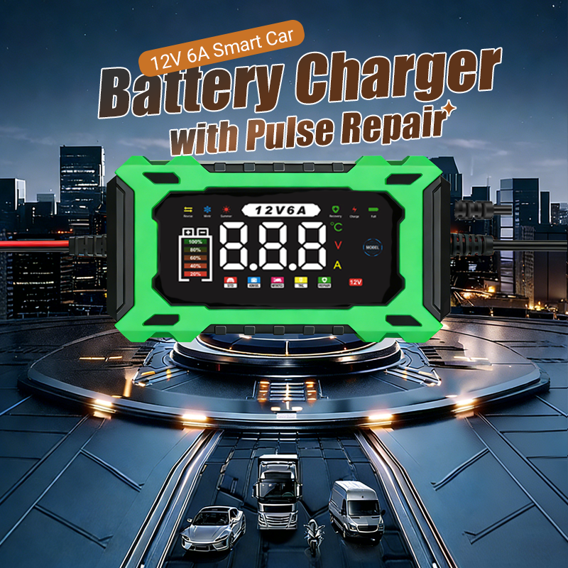 🔋50% DE RÉDUCTION!🚗Chargeur de Batterie de Voiture Intelligent 12V 6A – Fonction de Réparation Par Impulsions, Écran LCD & Sécurité Maximale 🛡️
