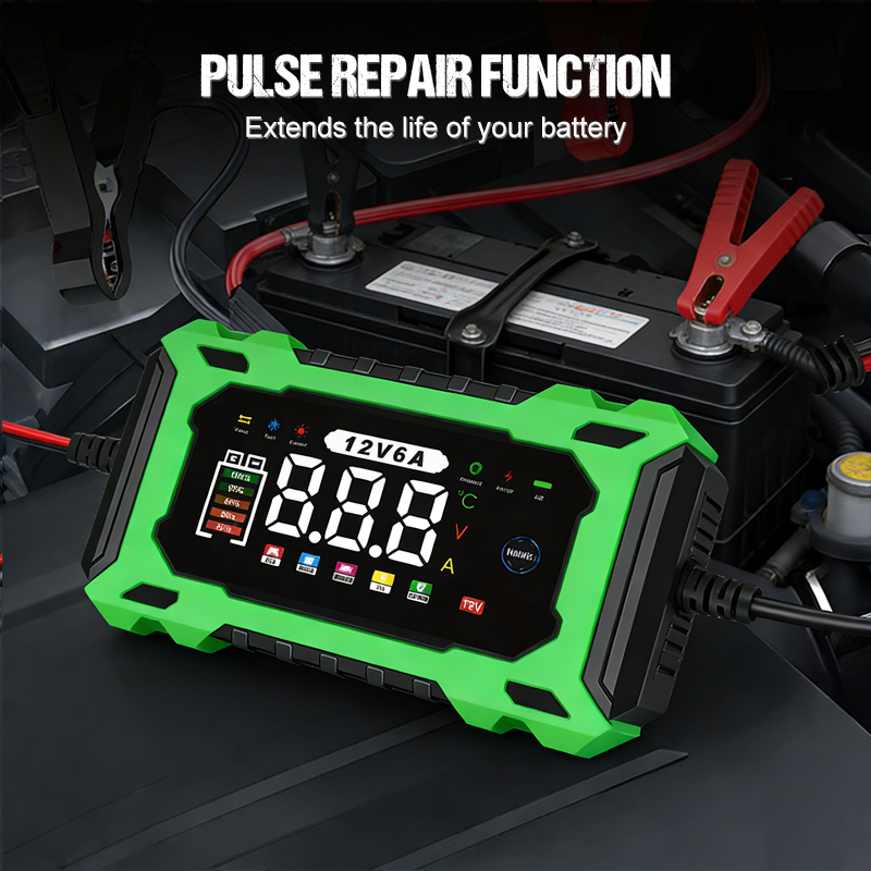 🔋50% DE RÉDUCTION!🚗Chargeur de Batterie de Voiture Intelligent 12V 6A – Fonction de Réparation Par Impulsions, Écran LCD & Sécurité Maximale 🛡️