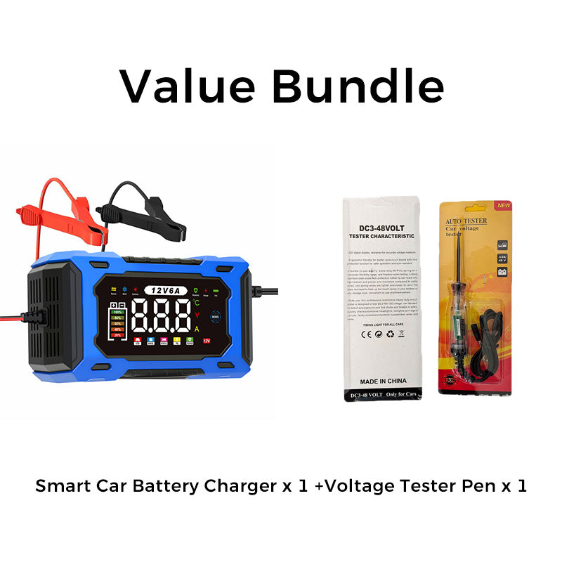 🔋50% DE RÉDUCTION!🚗Chargeur de Batterie de Voiture Intelligent 12V 6A – Fonction de Réparation Par Impulsions, Écran LCD & Sécurité Maximale 🛡️