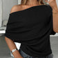 🌺50 % de réduction👚✨Haut asymétrique à épaules dénudées et manches chauve-souris pour femme💞