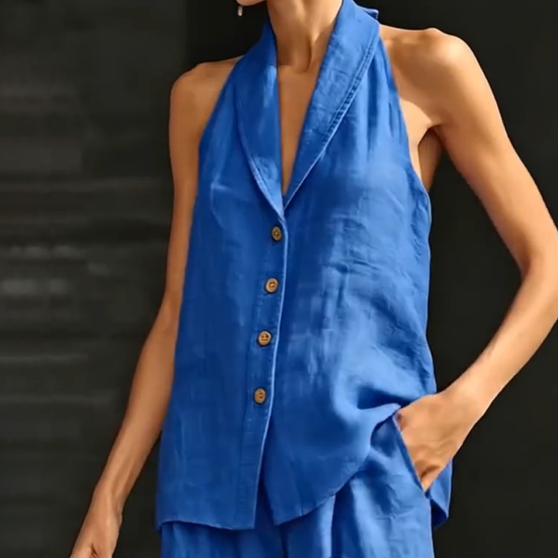 Ensemble de détente composé d'un haut sans manches et d'un pantalon unis