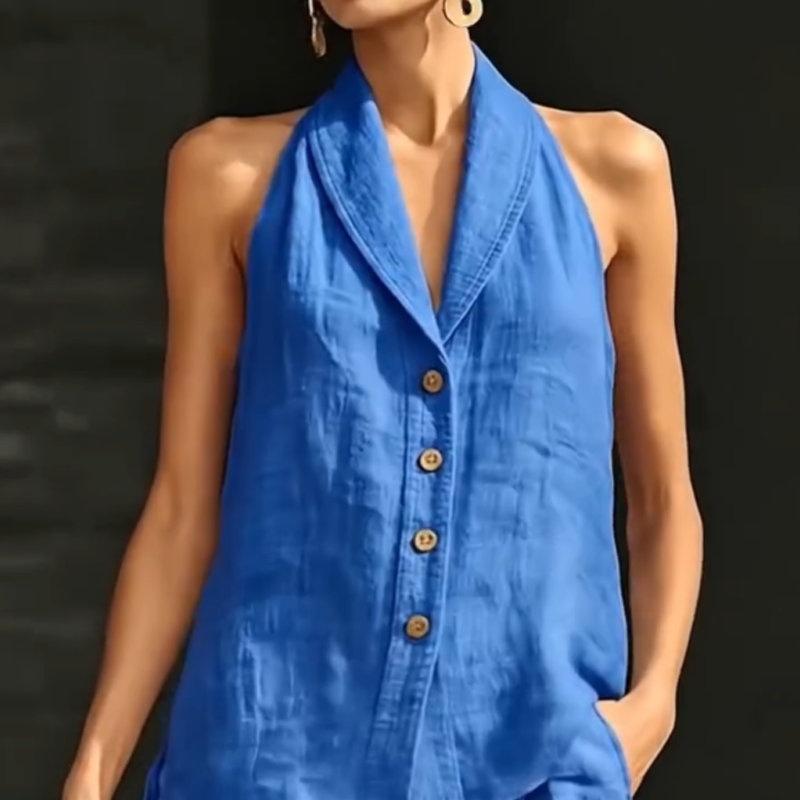 Ensemble de détente composé d'un haut sans manches et d'un pantalon unis