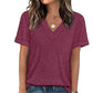 T-shirt décontracté à manches courtes et col en V pour femme