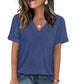 T-shirt décontracté à manches courtes et col en V pour femme