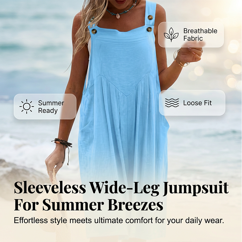 ✨50 % de réduction 🔥 Combinaison sans manches à jambes larges pour profiter de la brise estivale
