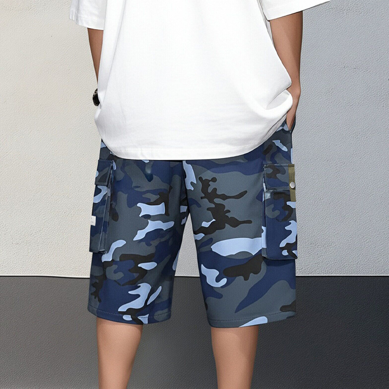 🩳🍂✨ PROMO -54% ! Shorts Cargo Camouflage – 6 Poches Pratiques, Cordon de Taille & Coupe Détendue (4 Couleurs, XS-3XL)