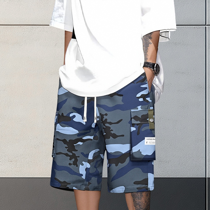 🩳🍂✨ PROMO -54% ! Shorts Cargo Camouflage – 6 Poches Pratiques, Cordon de Taille & Coupe Détendue (4 Couleurs, XS-3XL)