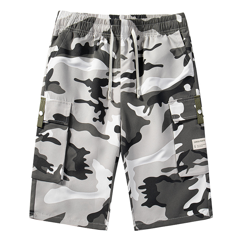 🩳🍂✨ PROMO -54% ! Shorts Cargo Camouflage – 6 Poches Pratiques, Cordon de Taille & Coupe Détendue (4 Couleurs, XS-3XL)