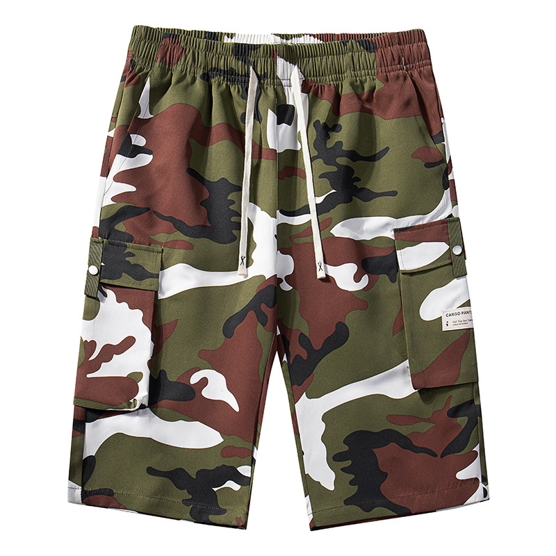 🩳🍂✨ PROMO -54% ! Shorts Cargo Camouflage – 6 Poches Pratiques, Cordon de Taille & Coupe Détendue (4 Couleurs, XS-3XL)