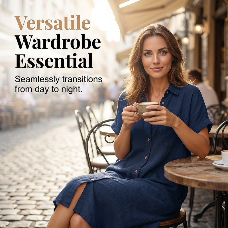 Robe chemise à manches courtes pour femme
