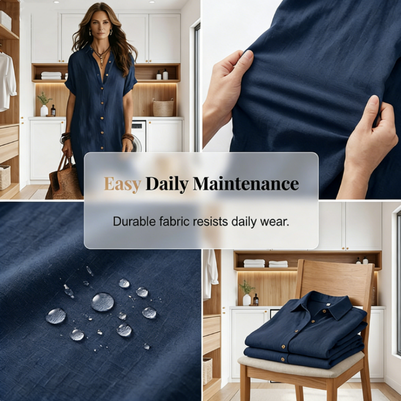 Robe chemise à manches courtes pour femme