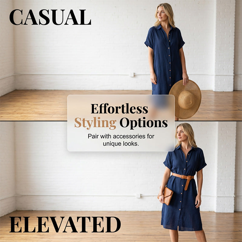 Robe chemise à manches courtes pour femme