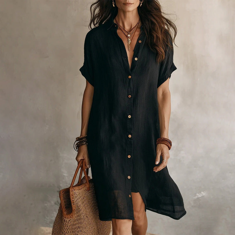 Robe chemise à manches courtes pour femme