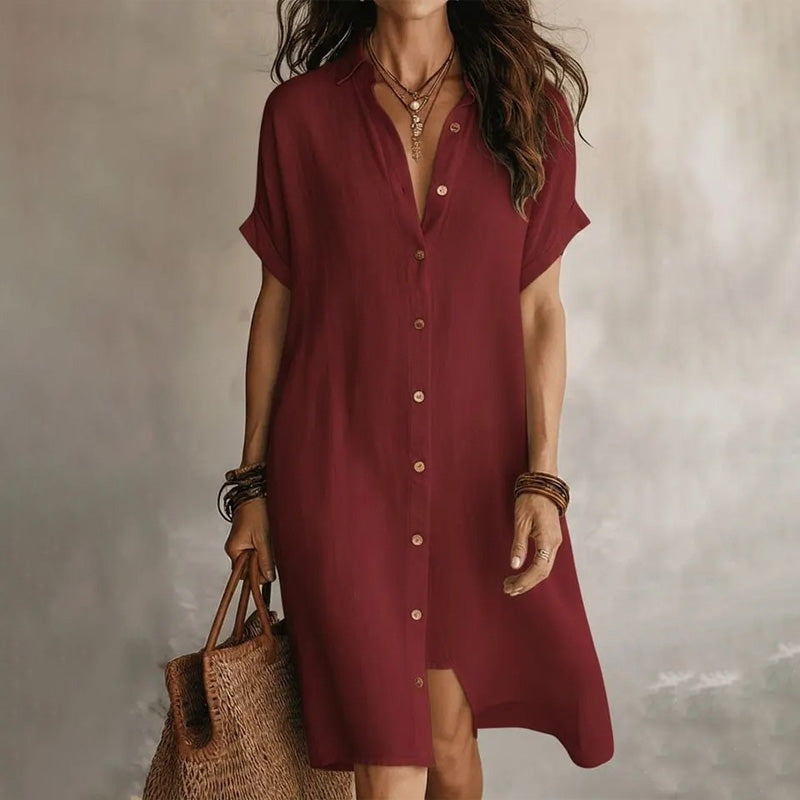 Robe chemise à manches courtes pour femme