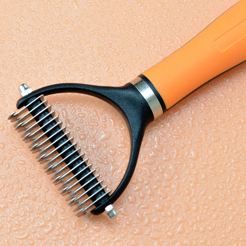 🐾✨🐶 OFFRE SPÉCIALE -50% !💐 Brosse de Toilettage Double Face pour Chiens & Chats – 2 Côtés, Manche Ergonomique & Facile à Nettoyer (Orange/Vert)