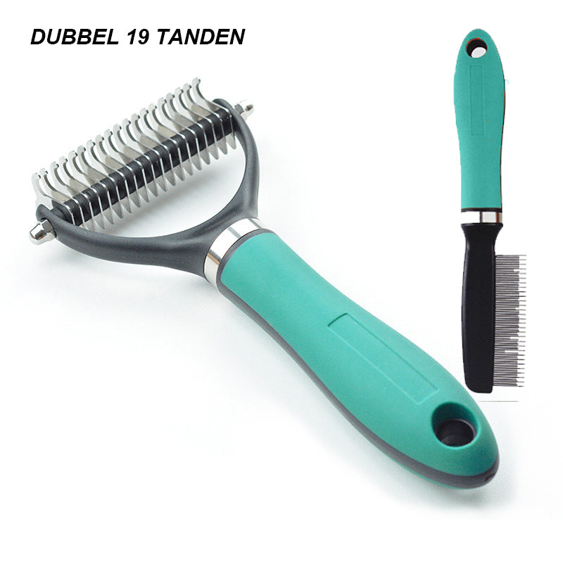 🐾✨🐶 OFFRE SPÉCIALE -50% !💐 Brosse de Toilettage Double Face pour Chiens & Chats – 2 Côtés, Manche Ergonomique & Facile à Nettoyer (Orange/Vert)