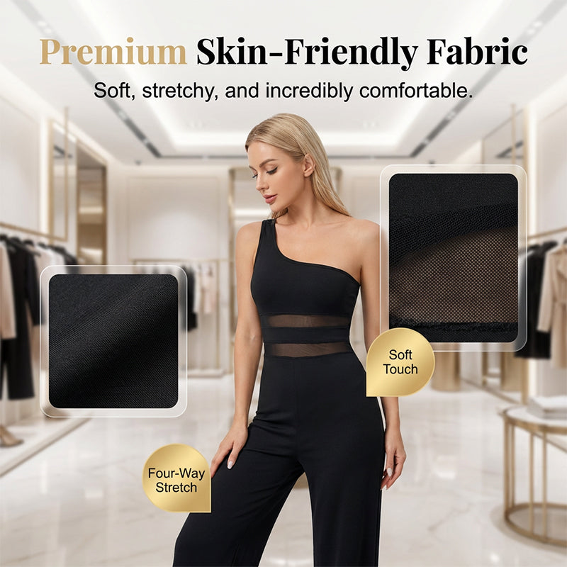 🌸🍁54% de réduction 🔥Combinaison à jambes larges avec empiècement en maille et une seule bretelle