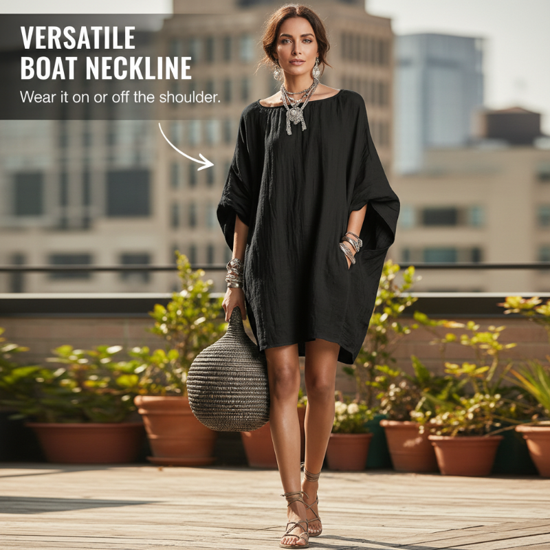 🔥Robe oversize à manches chauve-souris pour femme