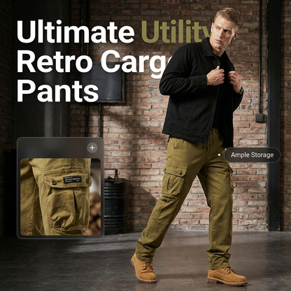 🥳SOLDES 2026 🥳💞 Plus de 50 000 exemplaires vendus ! 🌿✨ 50 % de réduction ! Pantalon cargo rétro à multiples poches pour homme