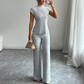 ✨🛒50 % de réduction🔥 Ensemble deux pièces composé d'un haut à col montant élégant et d'un pantalon à jambes larges