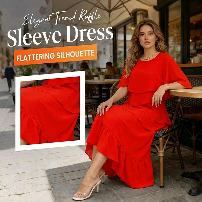 🔥Robe élégante à manches à volants superposés✈️