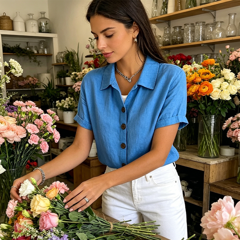 🔥Nouveautés 2026 - Offre spéciale : chemise décontractée d'été en coton et lin pour femme