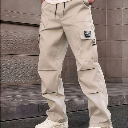 Pantalon cargo droit à multiples poches pour homme