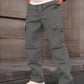 Pantalon cargo droit à multiples poches pour homme