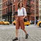 Short capri décontracté à cordon pour femme