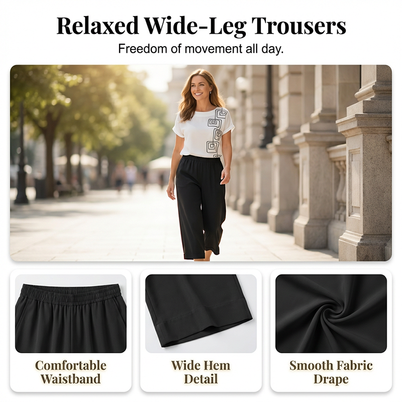Ensemble pantalon et haut à col rond confortable pour femme