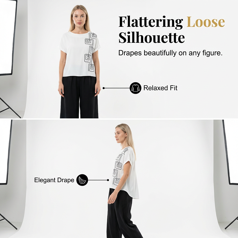 Ensemble pantalon et haut à col rond confortable pour femme