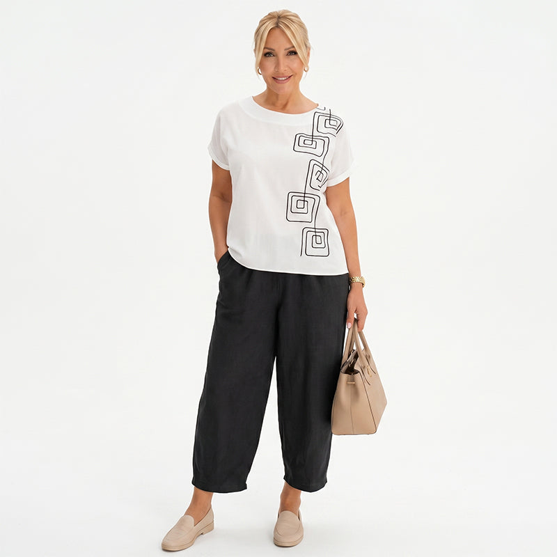 Ensemble pantalon et haut à col rond confortable pour femme